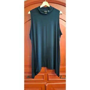 Logo Lori GOldstein 2X Layers Sleeveless Mock Turtleneck Black Tunic Length EUC